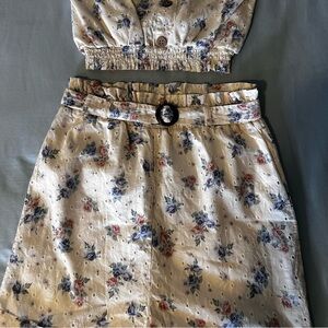 Girls’ Floral Eyelet Two-Piece Set - Top and Shorts - Size 12